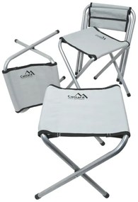 Skladací kempingový stôl + 4x stolička biela/chróm