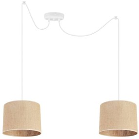 Závesné svietidlo Juta Spider, 2x jutové tienidlo, (výber z 2 farieb konštrukcie), (fi 20cm)