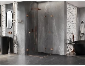 Mexen Lunar-F Duo, skladací sprchový kút 90 x 90 cm, 8mm číre sklo, profil medená matná, 836-090L-090P-65-00