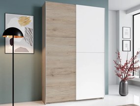 Šatníková skriňa Heimo, 125 cm, dub san remo/biela