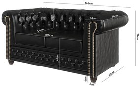 Čierna pohovka z imitácie kože 148 cm York - Ropez