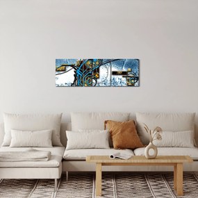 Abstraktný obraz (s hodinami) (90x30 cm)