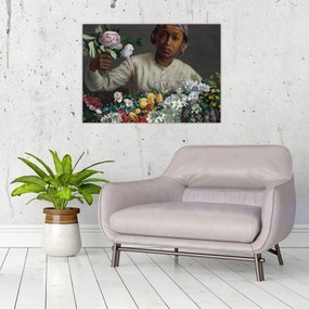 Obraz - Frédéric Bazille, Young Woman with Peonies, reprodukcia (70x50 cm)
