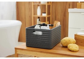 Tmavosivý úložný košík z recyklovaného plastu Country - Rotho