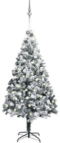 Umelý vianočný stromček s LED a súpravou gulí zelený 180 cm PVC 3077916