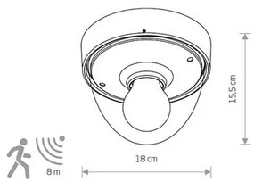 Svietidlo so senzorom pohybu Nowodvorski NOOK BLACK/BLACK SENSOR 7977