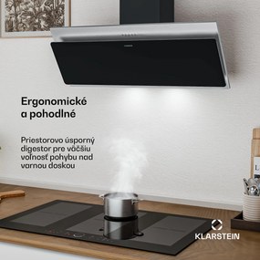Klarstein Alessia komínová digestoř | odťahový a recirkulačný režim | nerez | 417 m³/h | 90 cm