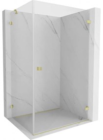 Mexen Lunar-B, pravostranný výklopný sprchový kút 100 x 80 cm, 8mm číre sklo, zlatý kartáčovaný - 832-100-080-55-00-P