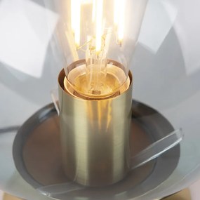 Art Deco stolná lampa mosadz s modrým sklom - Pallon