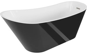 Mexen Alta, voľne stojaca vaňa 170 x 75 cm, biela-čierna, oceľový prepad, 52141707575-97
