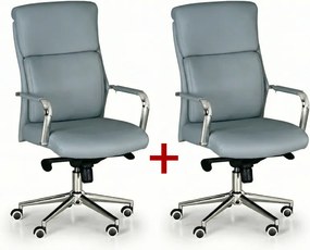 Kožené kancelárske kreslo VIRO 1+1 ZADARMO, sivá