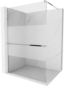 Mexen Kioto+, sprchová zástena s poličkou a držiakom na uteráky 90 x 200 cm, transparent/8mm námraza sklo, chrómový profil, 800-090-121-01-35