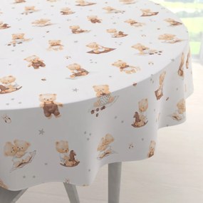 Biante Detský bavlnený okrúhly obrus Sandra SA-732 Medvedie bábätká na bielom Ø 110 cm