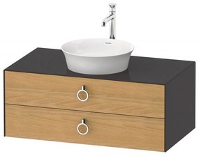 DURAVIT White Tulip závesná skrinka pod umývadlo na dosku, 2 zásuvky, 1000 x 550 x 408 mm, dub prírodný masív/grafit vysoký lesk, WT49910H5H1