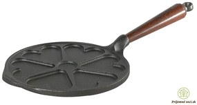 Skeppshult Liatinová panvica na lievance - s bukovou rúčkou - srdiečka - 23 cm