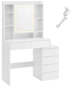 Toaletný stolík Vasagle Ginny 97 cm s LED osvetlením biely