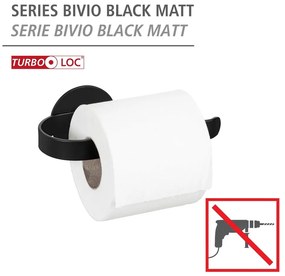 Matne čierny samodržiaci kovový držiak na toaletný papier Bivio – Wenko