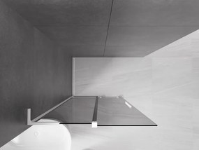Mexen Velar L, posuvná sprchová zástena Walk-in 100 x 200 cm, 8mm šedé sklo, biela matná, 871-100-003-43-20