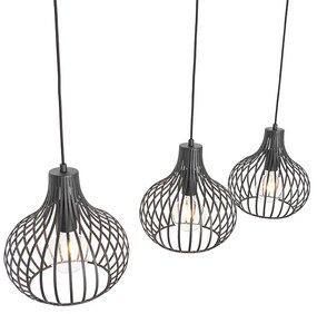 Moderné závesné svietidlo čierne 3-svetlo - Saffira