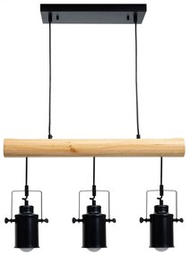 Závesné svietidlo H83 industrial, spot 3 74209 - kov / drevo - Čierna