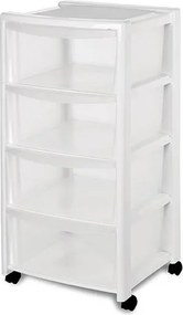 STEFANPLAST Úložný regál Libera, 4 zásuvky, biely