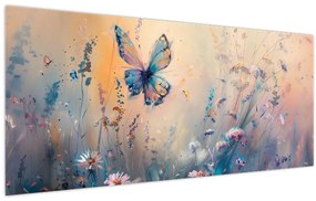 Obraz - Lúka s motýľom II. (120x50 cm)