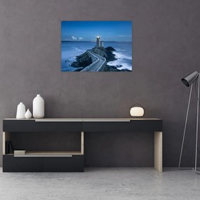 Sklenený obraz majáka a more (70x50 cm)