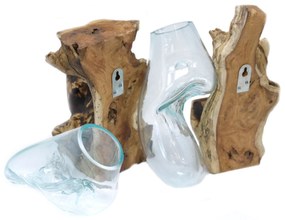 Roztavené sklo na dreve - Závesná miska na stenu