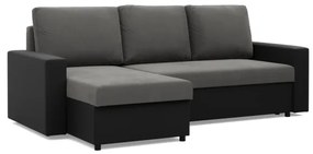 Rohová rozkladacia sedačka LUNA popolová / čierna