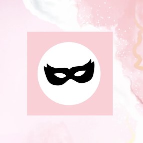 Štítok, nálepka do detskej izby, čierna na bielom pozadí - Karneval, masky