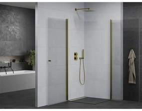Mexen Pretoria Duo, sprchovací kút s 2-krídlovými dverami 80 (dvere) x 80 (dvere) cm, 6mm číre sklo, zlatý profil, 852-080-080-50-00-02
