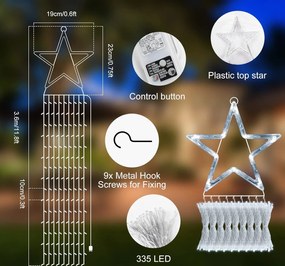 Dekoračné LED osvetlenie VIANOČNÁ HVIEZDA - 3 m - teplá biela