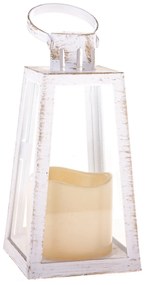 Lampáš s LED sviečkou Parisa, 10 x 20 x 10 cm, teplá biela, plast