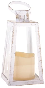 Lampáš s LED sviečkou Parisa, 10 x 20 x 10 cm, teplá biela, plast