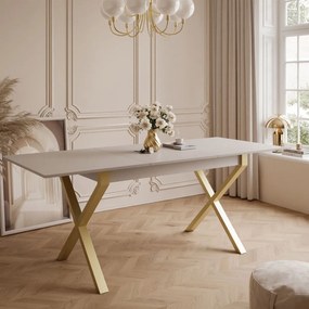 ROZKLADACÍ JEDÁLENSKÝ STÔL DANILO KAŠMÍR + ZLATÉ X NOHY 140 / 195 cm