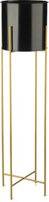 KOVOVÝ KVETINÁČ SO STOJANOM GLAMOUR 95X24 CM ČIERNA/ZLATÁ