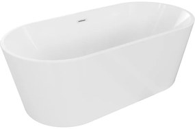 Mexen Luna, voľne stojaca vaňa 150 x 75 cm, biela, biely prepad, 52031507500-20