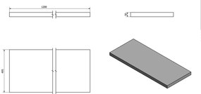 Sapho AVICE doska 120x50cm, dub Rover AV124
