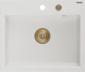 Mexen Oscar, 1-komorový granitový drez 580x490x205 mm, biela, 6519581000-20-G