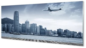 Obraz plexi Lietadiel mraky město 120x60 cm