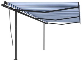 Manuálne zaťahovacia markíza so stĺpikmi 6x3 m modro-biela 3070206