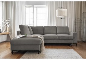 Sivá menčestrová rozkladacia rohová pohovka (ľavý roh) Lofty Lilly – Miuform