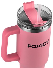 Foxigy Termohrnček do auta so slamkou 1200 ml Pink