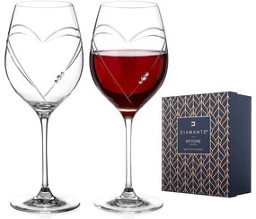 Diamante pohár na červené víno Hearts s kryštálmi Swarovski 470ml 2KS