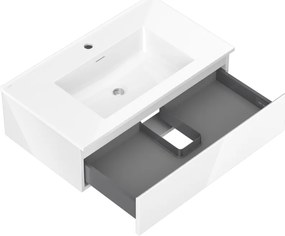 Mexen Orio, kúpeľňová skrinka 80 cm s umývadlom Otis, 1 zásuvka, biela lesklá, 91A10-08023-1-BF00-W18M00