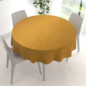 Biante Zamatový okrúhly obrus Velvet Premium SVP-047 Horčicový Ø 130 cm