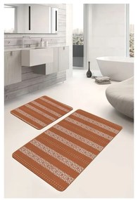 Hnedé zamatové kúpeľňové predložky v súprave 2 ks 60x100 cm – Mila Home