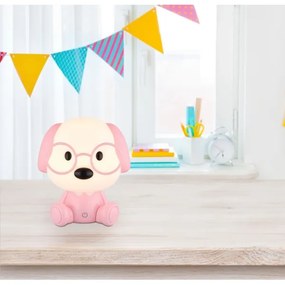 Globo 21761P - LED stmievateľná detská nočná lampa PUPPY 1W/5V 500 mAh ružová