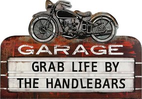 Nástenná kovová ceduľa s motorkou Garage - 50*1*35 cm