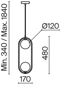 Maytoni MOD013PL-02BS1 - Luster na lanku RING 2xG9/25W/230V mosadz
